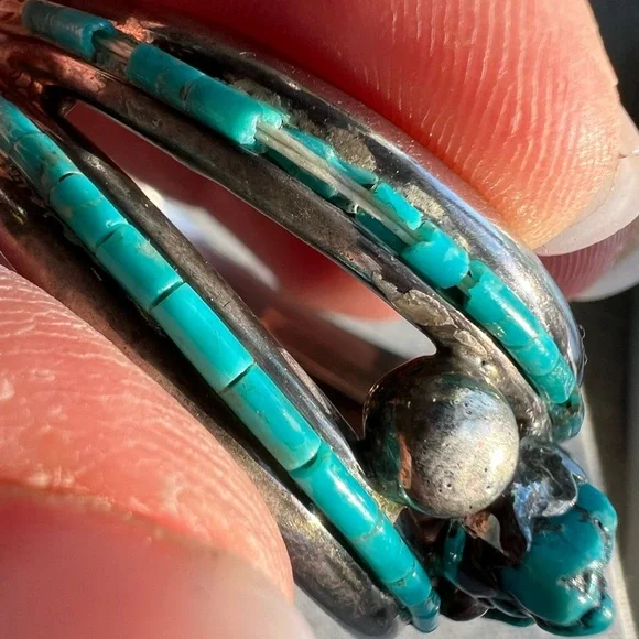 Large Native American Navajo Turquoise Sterling Silver Bangle